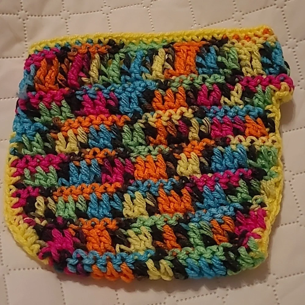 Handmade crochet knitted baby infant diaper cover bright neon retro